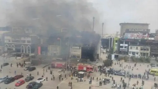 فيديو - حريق هائل في التجمع الخامس بالقاهرة