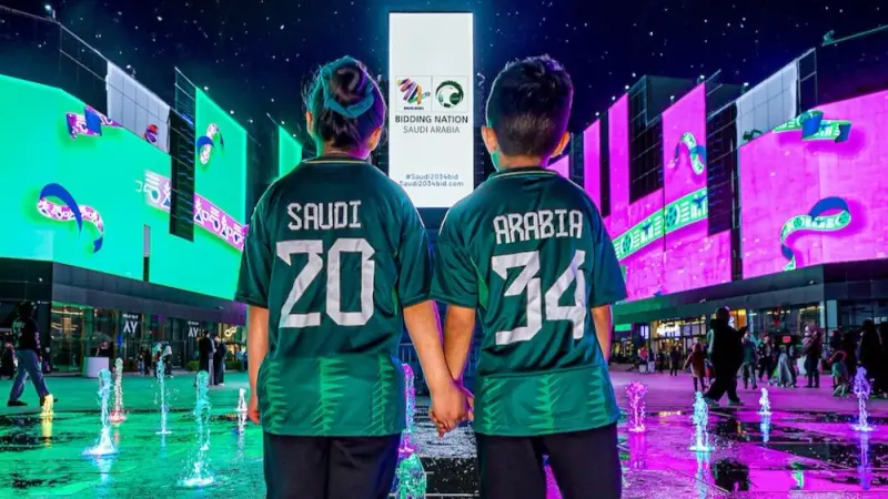 شعار كأس العالم 2034.. السعودية تطلق الهوية الرسمية لملف الترشح للمونديال