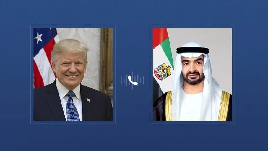 رئيس الإمارات يتلقى اتصالاً هاتفياً من الرئيس الأميركي رئيس الإمارات يتلقى اتصالاً هاتفياً من الرئيس الأميركي