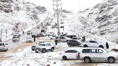 related_news_inside_blogsفيديو - تساقط ثلوج مفاجئ في السعودية.. جبل اللوز يكتسي بالبياض