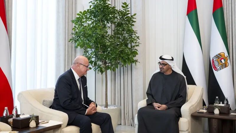 رئيس الإمارات يبحث مع مستشار النمسا تعزيز الشراكة الإستراتيجية