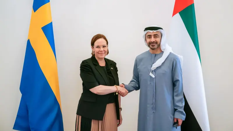 عبدالله بن زايد يستقبل وزيرة خارجية السويد ويبحثان العلاقات الثنائية