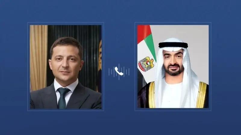 رئيس دولة الإمارات والرئيس الأوكراني يبحثان خلال اتصال هاتفي تعزيز علاقات التعاون بين البلدين