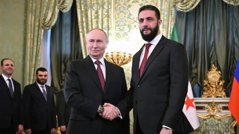 الكرملين: بوتين والشرع يبحثان غدا العلاقات بين موسكو ودمشق