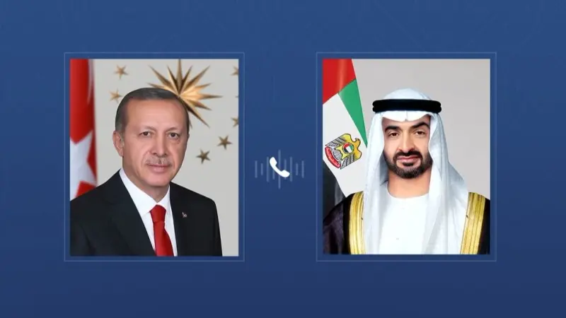 رئيس الإمارات والرئيس التركي يبحثان هاتفيا التعاون والتطورات الإقليمية