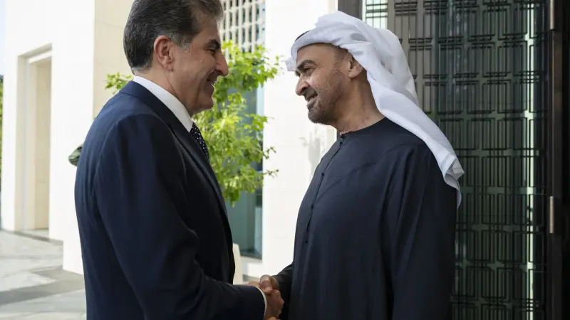 رئيس الإمارات يستقبل رئيس إقليم كردستان العراق