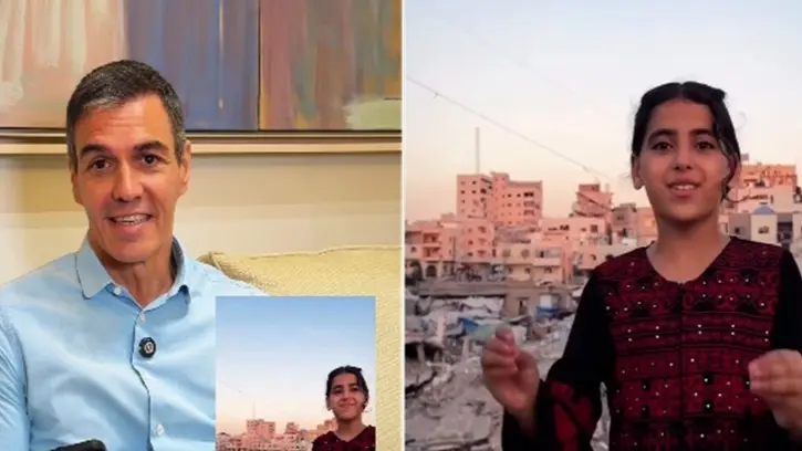 عبرت طفلة فلسطينية عن سعادتها بعد نشر رئيس الحكومة الإسبانية بيدرو سانشيز رسالة إليها عبرت طفلة فلسطينية عن سعادتها بعد نشر رئيس الحكومة الإسبانية بيدرو سانشيز رسالة إليها