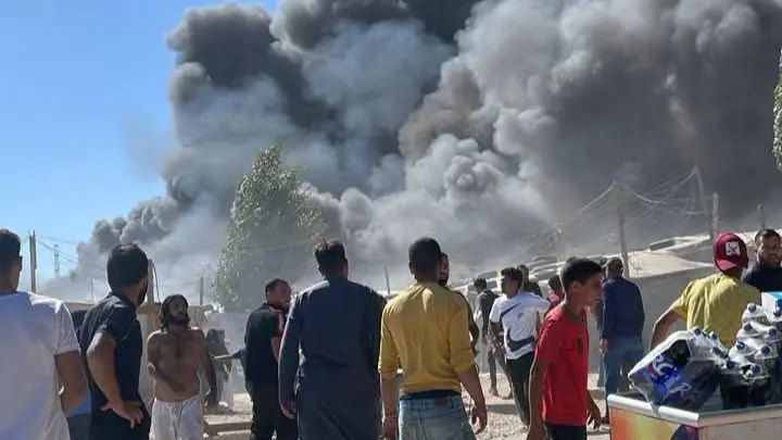 فيديو - نيران في مخيم النازحين السوريين في بر الياس بلبنان