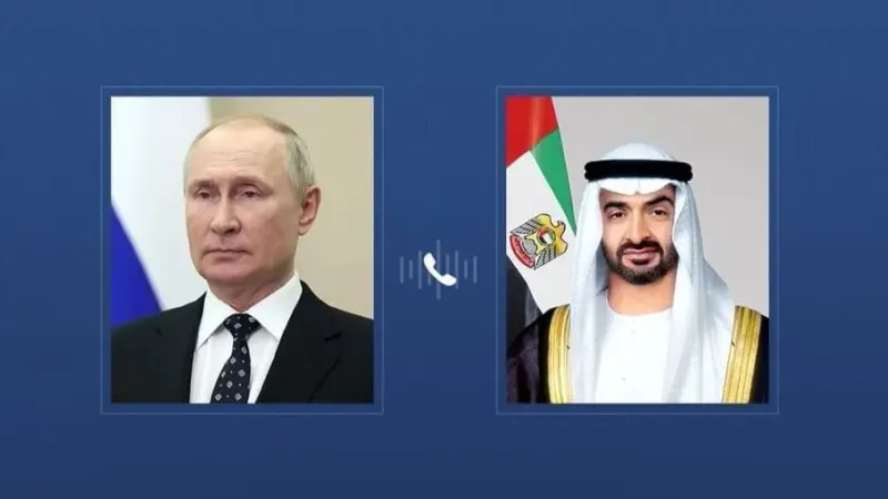 رئيس دولة الإمارات يتلقى اتصالا هاتفيا من الرئيس الروسي
