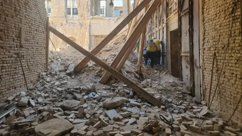 فيديو - دمشق.. إصابات بانهيار جزئي لمبنى وزارة الداخلية القديم