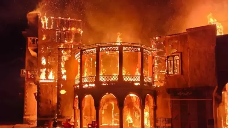 خسائر مالية فادحة.. حريق يلتهم موقع تصوير المسلسل السوري النويلاتي