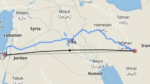 المسافة بين إيران وإسرائيل.. كم تستغرق الطائرات الإيرانية المُسيّرة للوصول إلى أهدافها؟