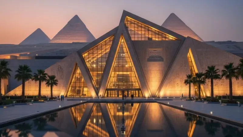 عرض أسطوري بالأهرامات استعدادا لافتتاح المتحف المصري الكبير