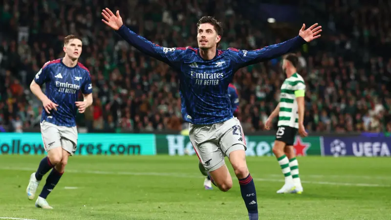 دوري أبطال أوروبا - هدف هافيرتز القاتل يضع قدمًا لأرسنال في نصف النهائي على حساب سبورتينغ