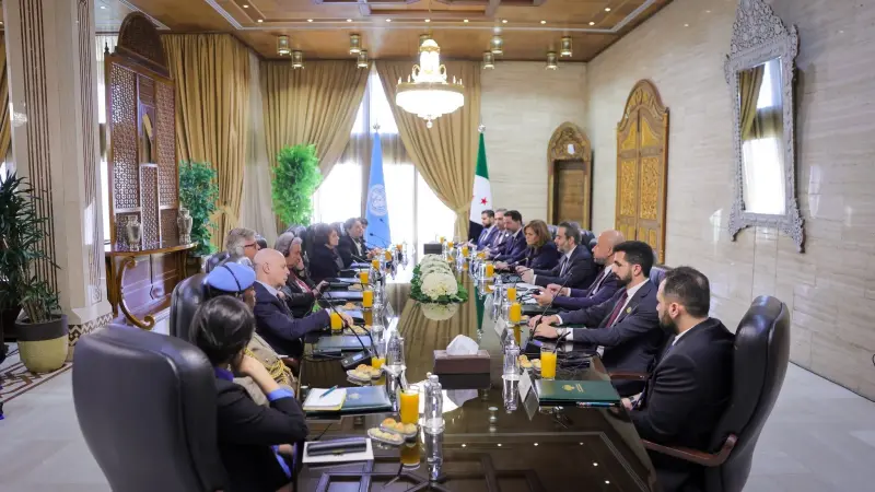 الشيباني وغوتيريش يؤكدان سيادة سوريا ودعم إعادة الإعمار