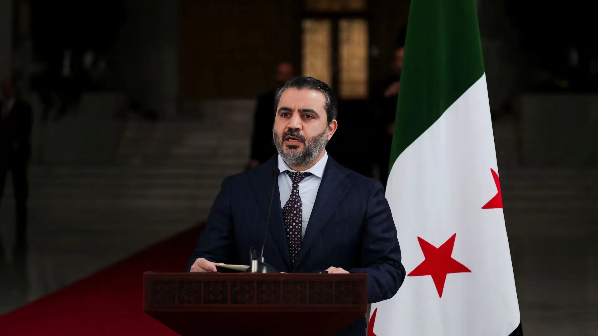 الشيباني: هذه الخطوة هي ثمرة التحول الذي صنعه السوريون (رويترز) الشيباني: هذه الخطوة هي ثمرة التحول الذي صنعه السوريون (رويترز)