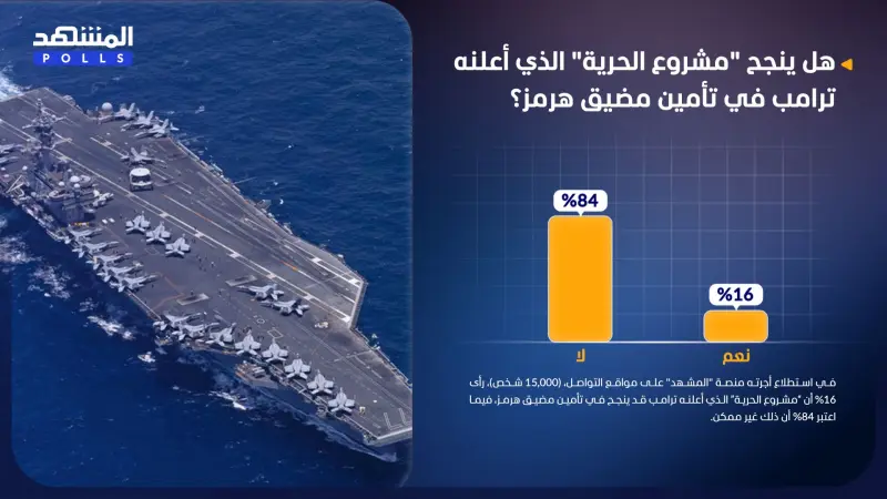 استطلاع المشهد.. "مشروع الحرية" قد يفشل في تأمين مضيق هرمز