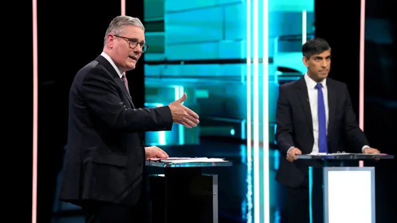 سوناك وستارمر في مناظرة تلفزيونية أخيرة قبل الانتخابات البريطانية