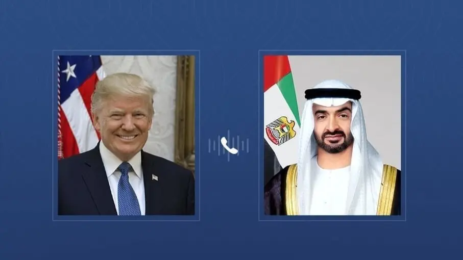 رئيس دولة الإمارات والرئيس الأميركي يبحثان هاتفياً تطورات الأوضاع في المنطقة #الإمارات 