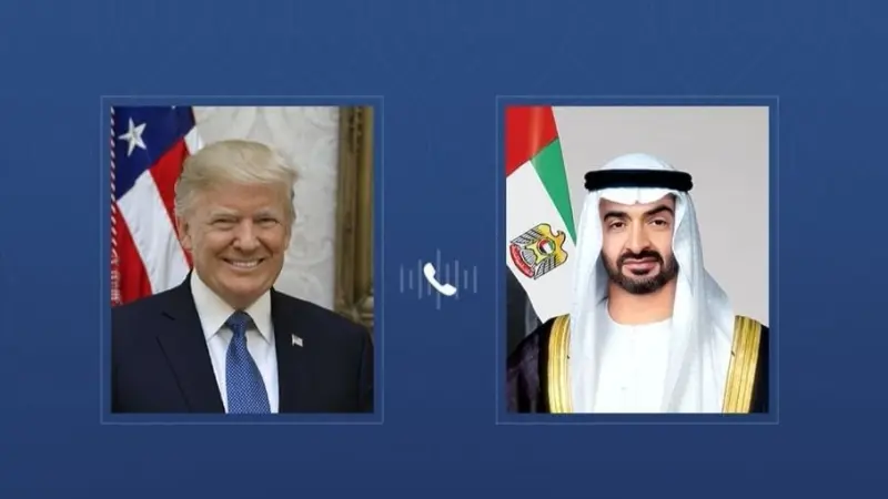 محمد بن زايد وترامب يبحثان هاتفياً تطورات الأوضاع في المنطقة