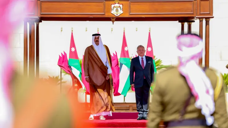 ملك الأردن لأمير قطر: سنواصل العمل سويا من أجل خدمة القضايا العربية والإسلامية