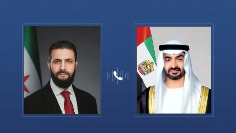 رئيس دولة الإمارات يتلقى اتصالا هاتفيا من الرئيس السوري