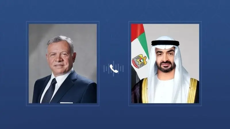 رئيس الإمارات وملك الأردن يبحثان هاتفيا العلاقات والتطورات الإقليمية