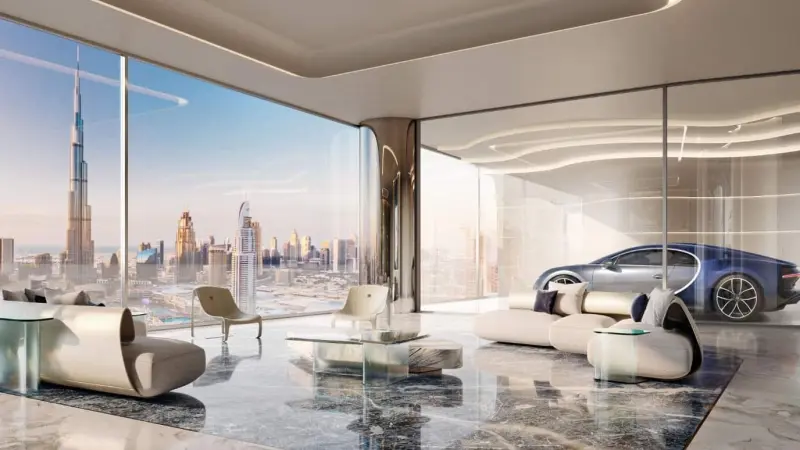 دبي تبهر نجوم العالم بشقق تدمج السيارات في غرف المعيشة