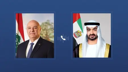 رئيس الإمارات يتلقى اتصالا هاتفيا من الرئيس اللبناني