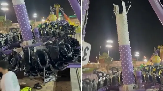 فيديو - السعودية.. إصابة العشرات إثر سقوط لعبة ملاهي الطائف