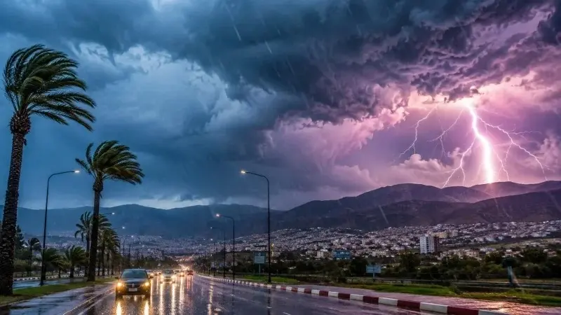 عاصفة رعدية تضرب الجزائر.. أمطار وزوابع رملية وحرارة