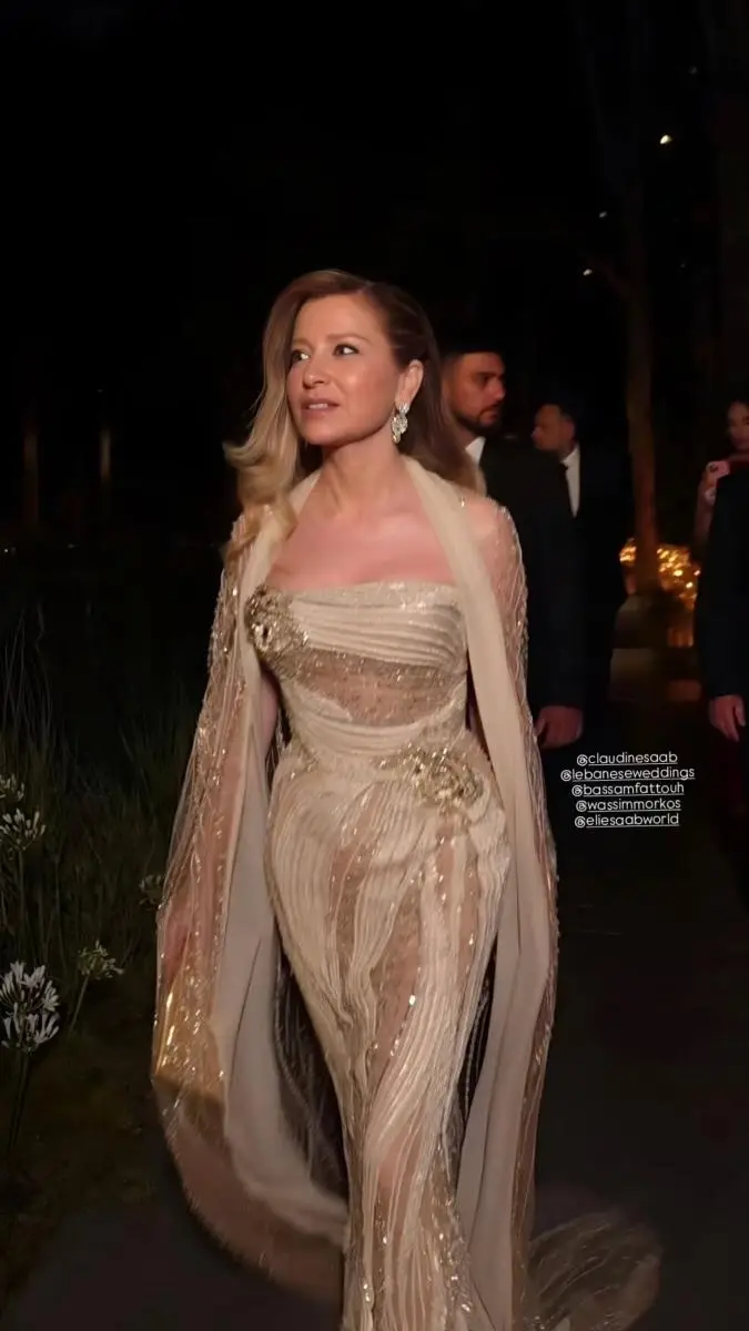 إطلالة كلودين صعب الثانية في حفل زفاف نجلها سيليو